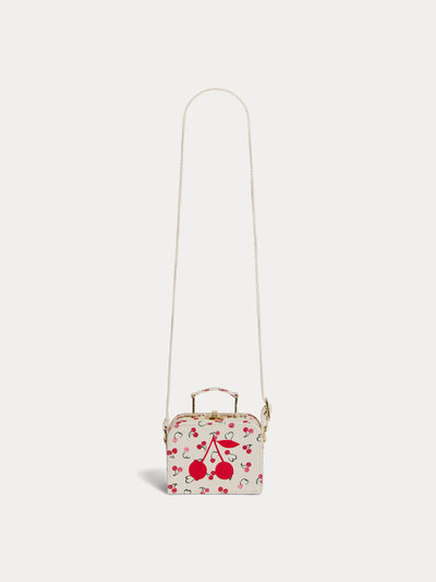 Bonpoint Aimane mini suitcase shoulder bag with cherry patterns at Collagerie