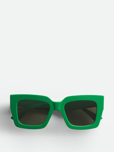 Bottega Veneta Green square acetate sunglasses at Collagerie