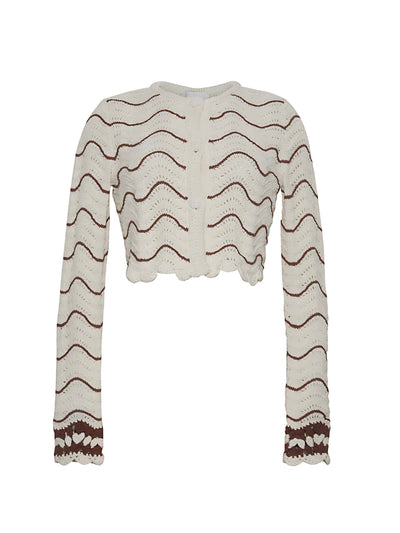 Cara Cara Brown coffee wave Louise cardigan at Collagerie