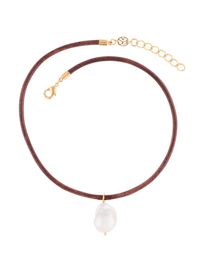 Sandralexandra Baroque pearl and leather cord necklace at Collagerie