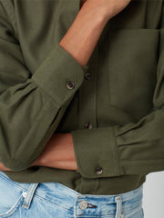 Olive green brushed cotton Boyfriend shirt Shirts With Nothing Underneath    - Collagerie