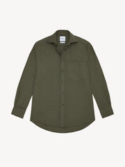 Olive green brushed cotton Boyfriend shirt Shirts With Nothing Underneath    - Collagerie