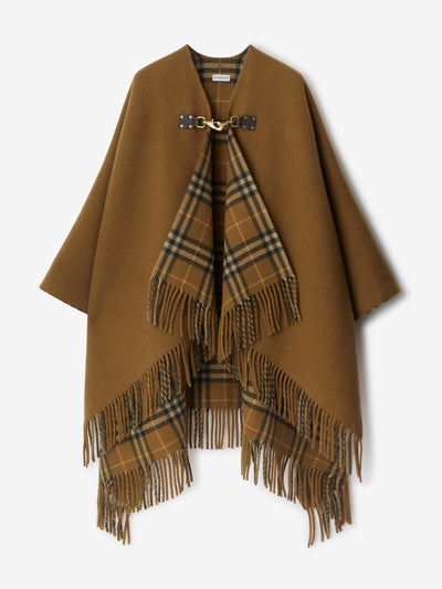 Burberry Check wool cape at Collagerie