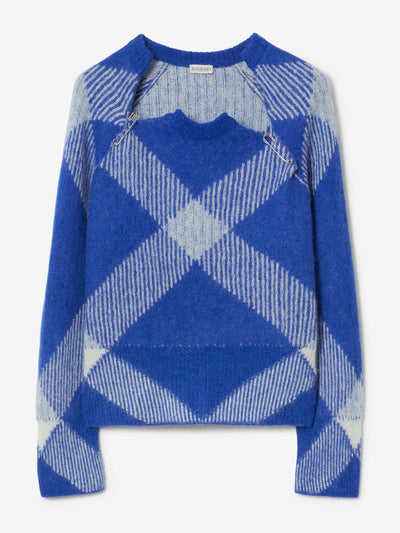 Burberry Check alpaca wool blend sweater in Knight at Collagerie