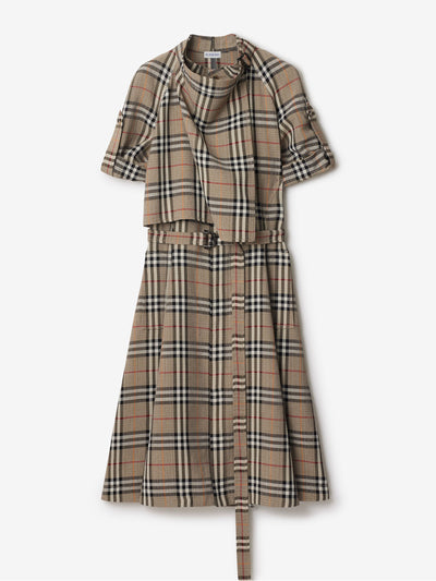 Burberry Check silk blend trench dress at Collagerie