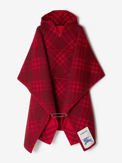 Burberry Check wool blanket cape at Collagerie