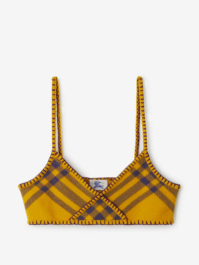 Burberry Check wool bra in pear at Collagerie