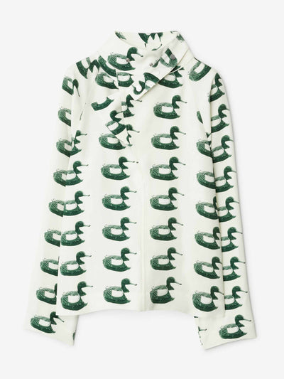 Burberry Green duck print blouse at Collagerie