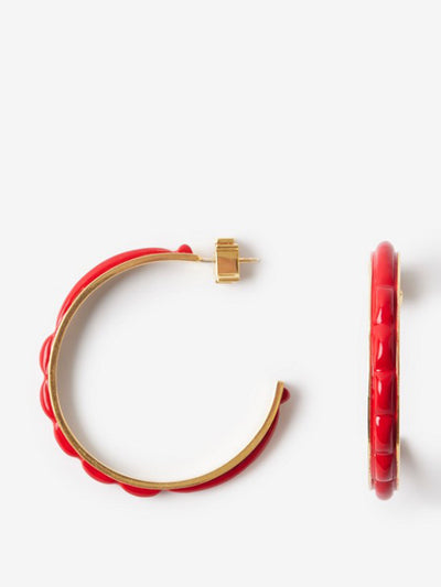 Burberry Red enamel and gold-plated hoop earrings at Collagerie