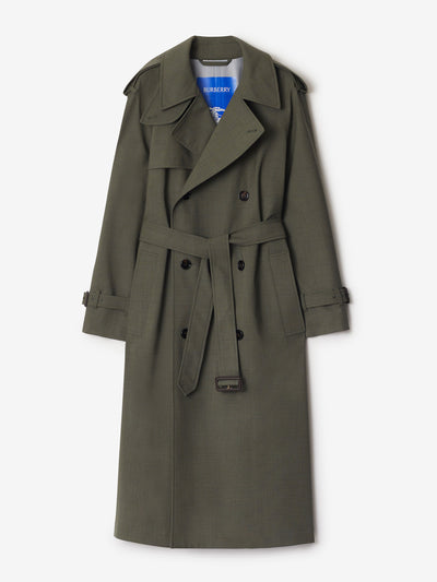 Burberry Long stretch wool trench coat at Collagerie