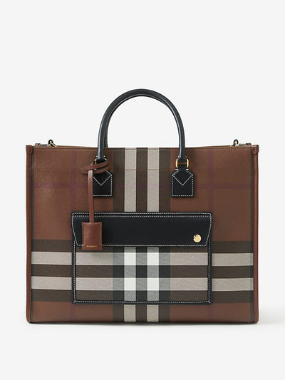 Burberry Medium topstitched leather tote bag at Collagerie