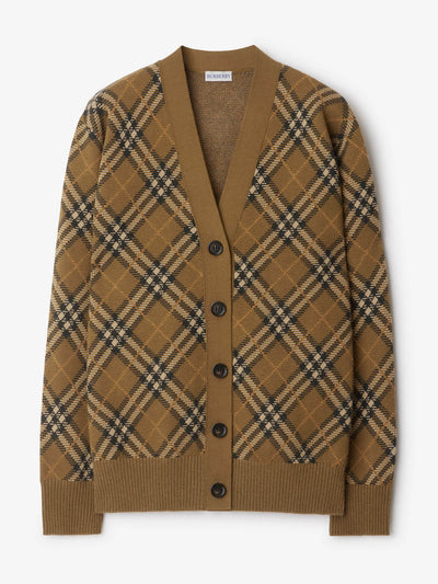 Burberry Check wool mohair blend cardigan at Collagerie