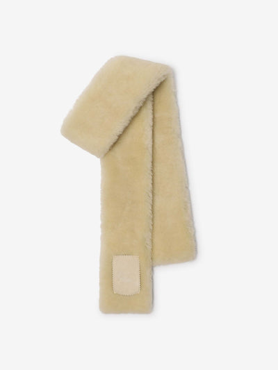 Burberry Narrow label shearling scarf at Collagerie