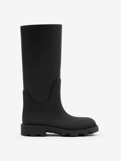 Burberry Black rubber high boots at Collagerie