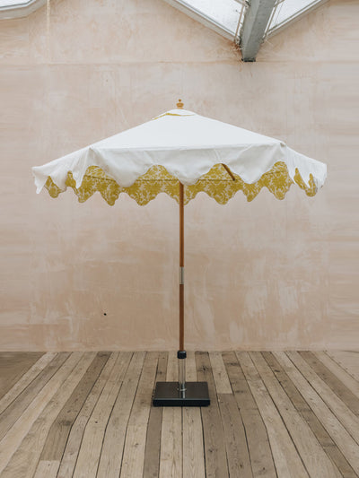Burford Garden Co. White and yellow parasol at Collagerie