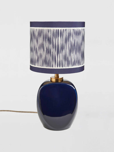 John Lewis X Collagerie Ikat stripe print small faceted ceramic table lamp, blue at Collagerie