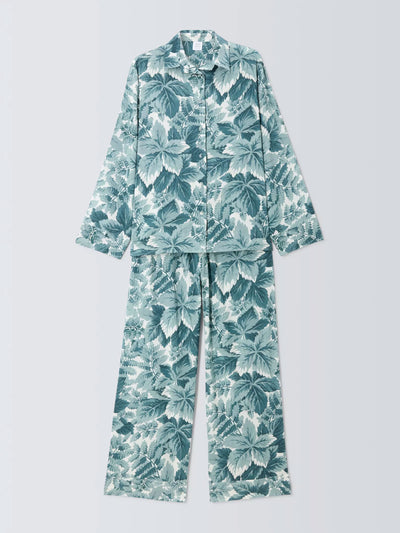 John Lewis X Collagerie Botany cotton modal pyjama set, blue/ivory at Collagerie