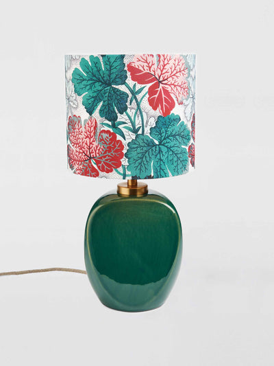 John Lewis X Collagerie Geranium print small faceted ceramic table lamp, green at Collagerie