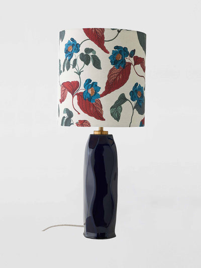 John Lewis X Collagerie Jaipur rose print faceted ceramic table lamp, dark blue at Collagerie