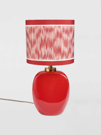 John Lewis X Collagerie Ikat stripe print small faceted ceramic table lamp, red at Collagerie