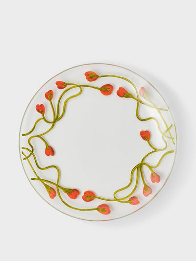 Crini & Sophia Hand-painted glass poppy dessert plate at Collagerie