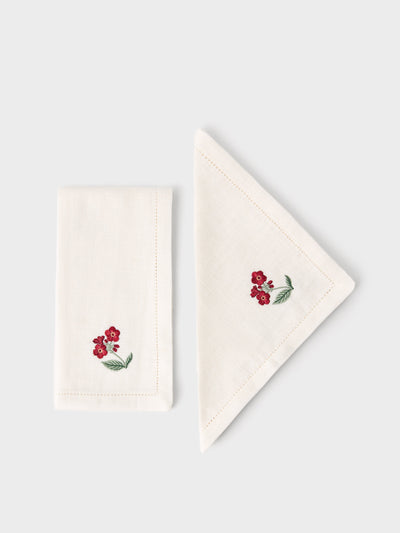 Cabana Floral medley embroidered linen napkins (set of 6) at Collagerie