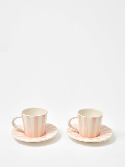 Cabana Righe espresso cups and saucers (set of 2) at Collagerie