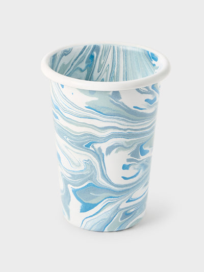 Cabana Marbled enamel tumbler in light blue at Collagerie