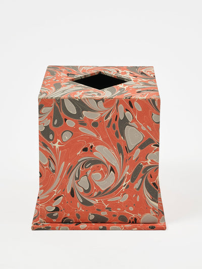 Cabana Magazine Marbled tissue box cover in orange at Collagerie