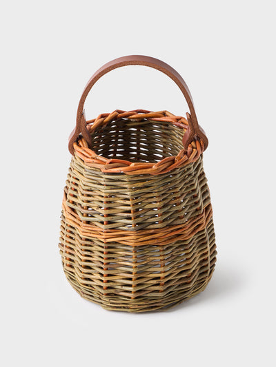 Cabana Roma wicker basket bag with leather handle by dintreccio at Collagerie