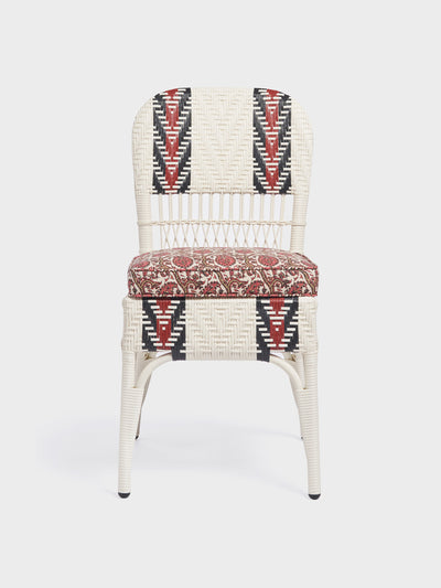 Cabana x Bonacina Sienna chair alabastro, schumacher daria paisley cushion at Collagerie