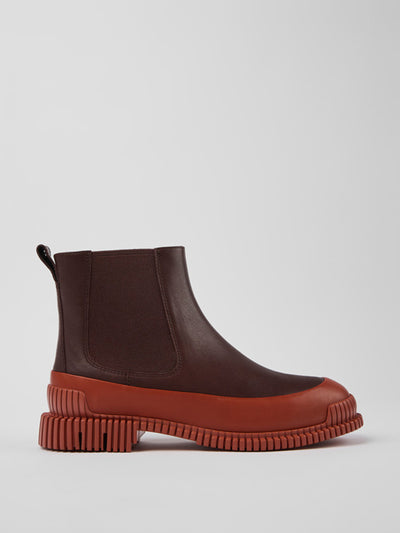 Camper Red and brown leather Chelsea boots at Collagerie