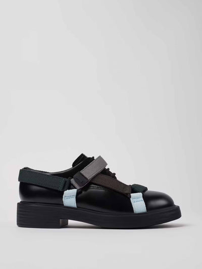 Camper Twins leather shoes with textile straps at Collagerie