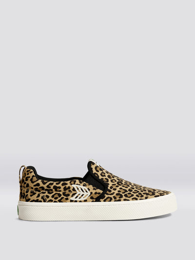 Cariuma Leopard canvas slip-on trainers at Collagerie