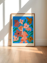 'Flowers on Blue' print