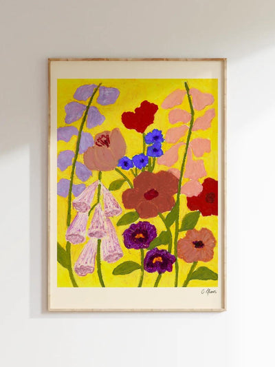 Carla Llanos 'Flowers on Yellow' print at Collagerie