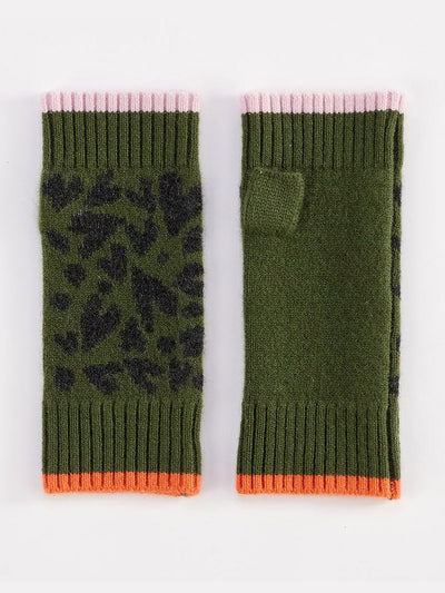 Caroline Gardner Hearts cashmere wrist warmers at Collagerie