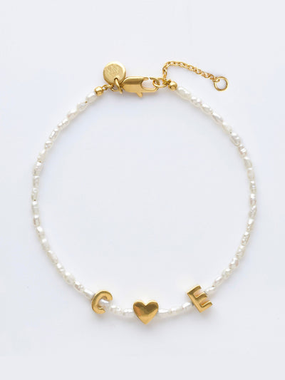 Carrie Elizabeth Custom made personalised pearl bracelet at Collagerie