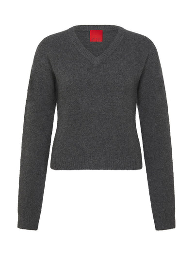Cashmere in Love Gray v-neck jumper at Collagerie