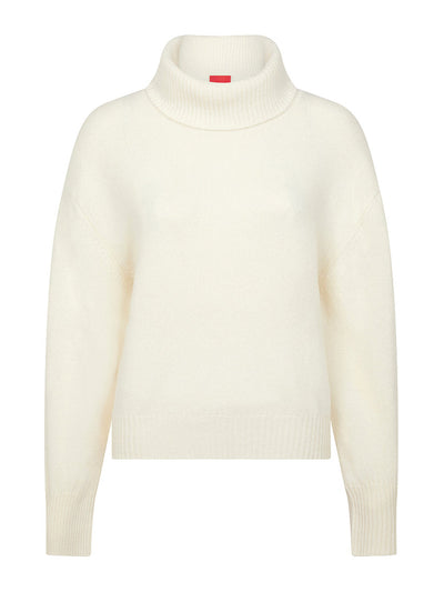 Cashmere in Love Moss rollneck jumper in Ivory at Collagerie