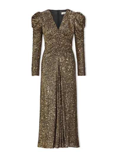Cefinn Ophelia bias cut sequin maxi dress in gold at Collagerie