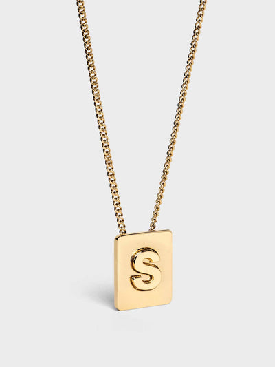 Celine Alphabet S necklace in brass with gold at Collagerie