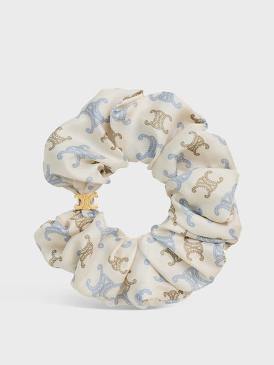 Celine Triomphe couture scrunchy in silk and brass with gold finish at Collagerie