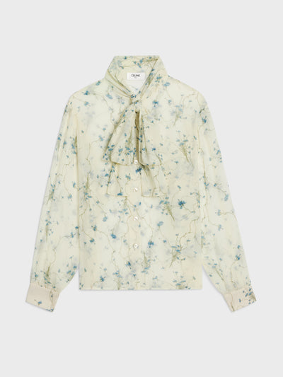 Celine Lavallière blouse in foliage print in silk georgette at Collagerie