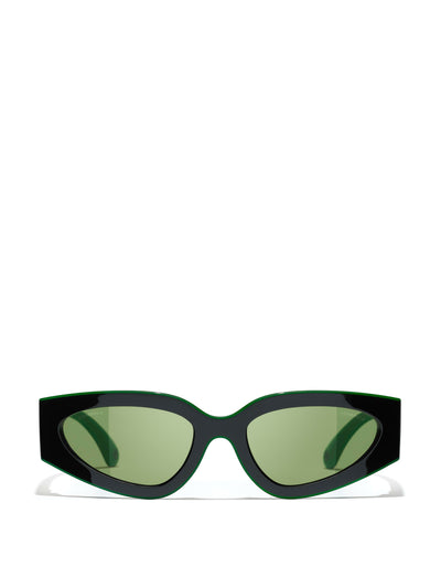 Chanel Black and green cat-eye sunglasses at Collagerie