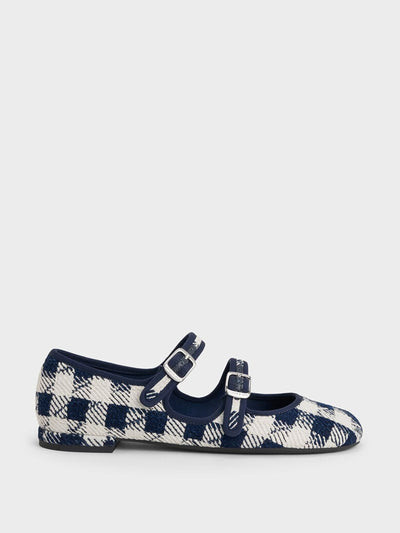 Charles & Keith Checkered double-strap Mary Jane flats at Collagerie