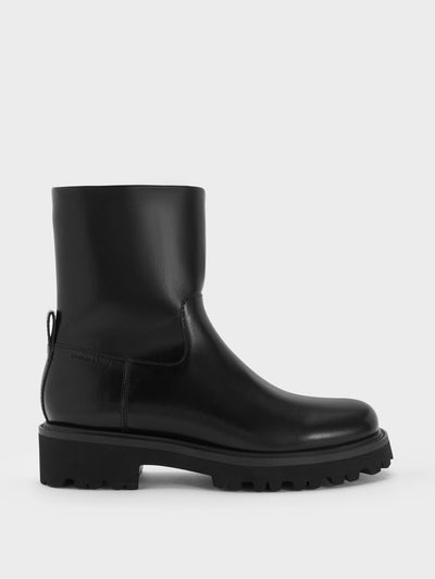 Charles & Keith Devan side-zip ridged-sole calf boots at Collagerie