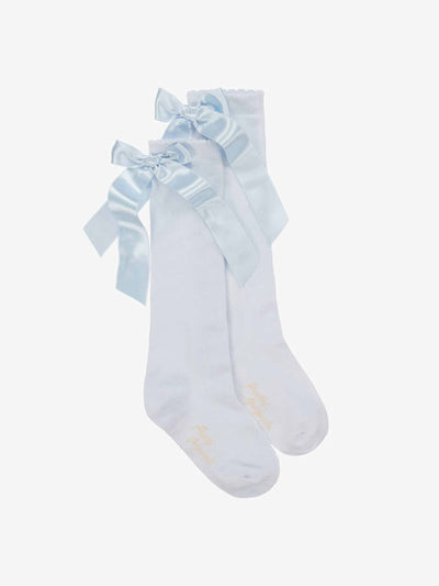 Pretty Originals Pale blue cotton socks with bow at Collagerie