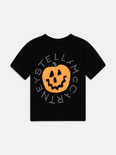 Stella Mccartney Kids Black Halloween organic cotton t-shirt at Collagerie