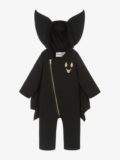 Mini Rodini Black organic cotton bat jumpsuit at Collagerie